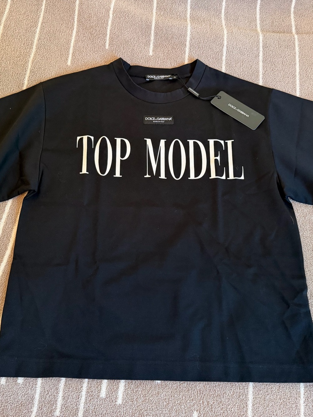 Dolce & Gabbana Black Short-Sleeve "Top Model" Graphic Tee